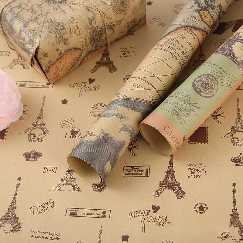 Vintage Newspaper Wrapping Pap - Flower Wrap Kraft recension och pris