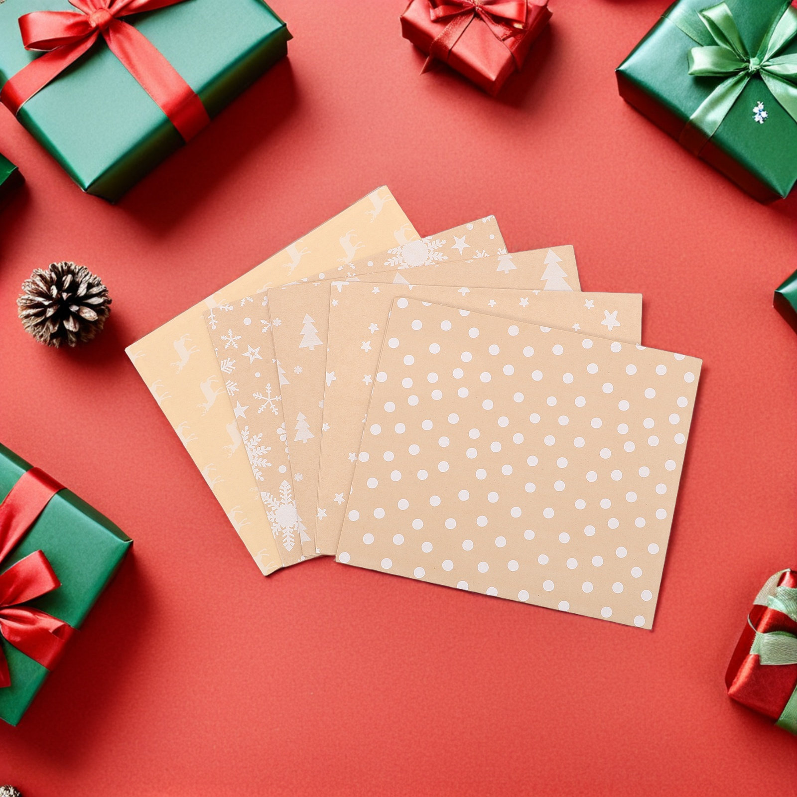 5Pcs Christmas Wrapping Paper  - Flower Wrap Kraft recension och pris