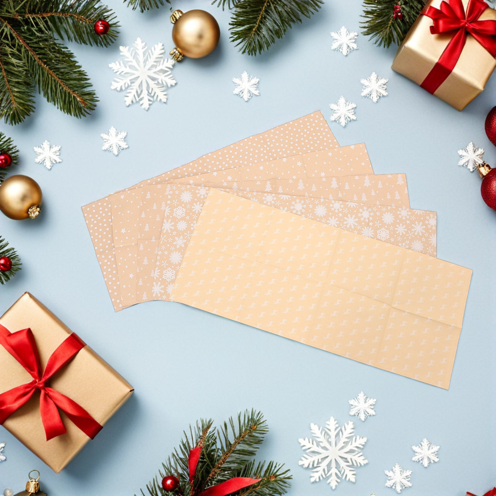 5Pcs Christmas Wrapping Paper  - Flower Wrap Kraft recension och pris
