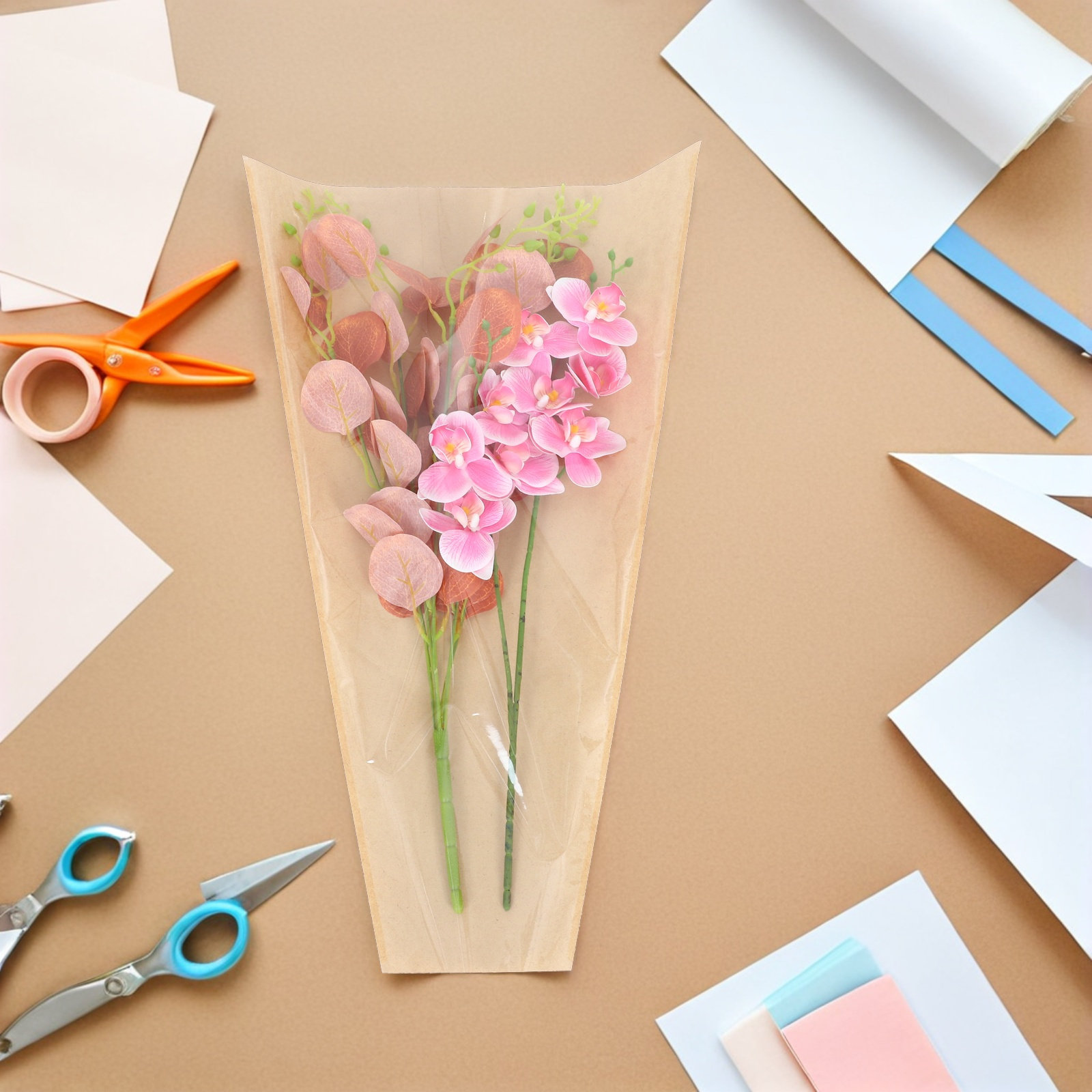 50Pcs Kraft Flower Bags Transp - Flower Wrap Kraft recension och pris