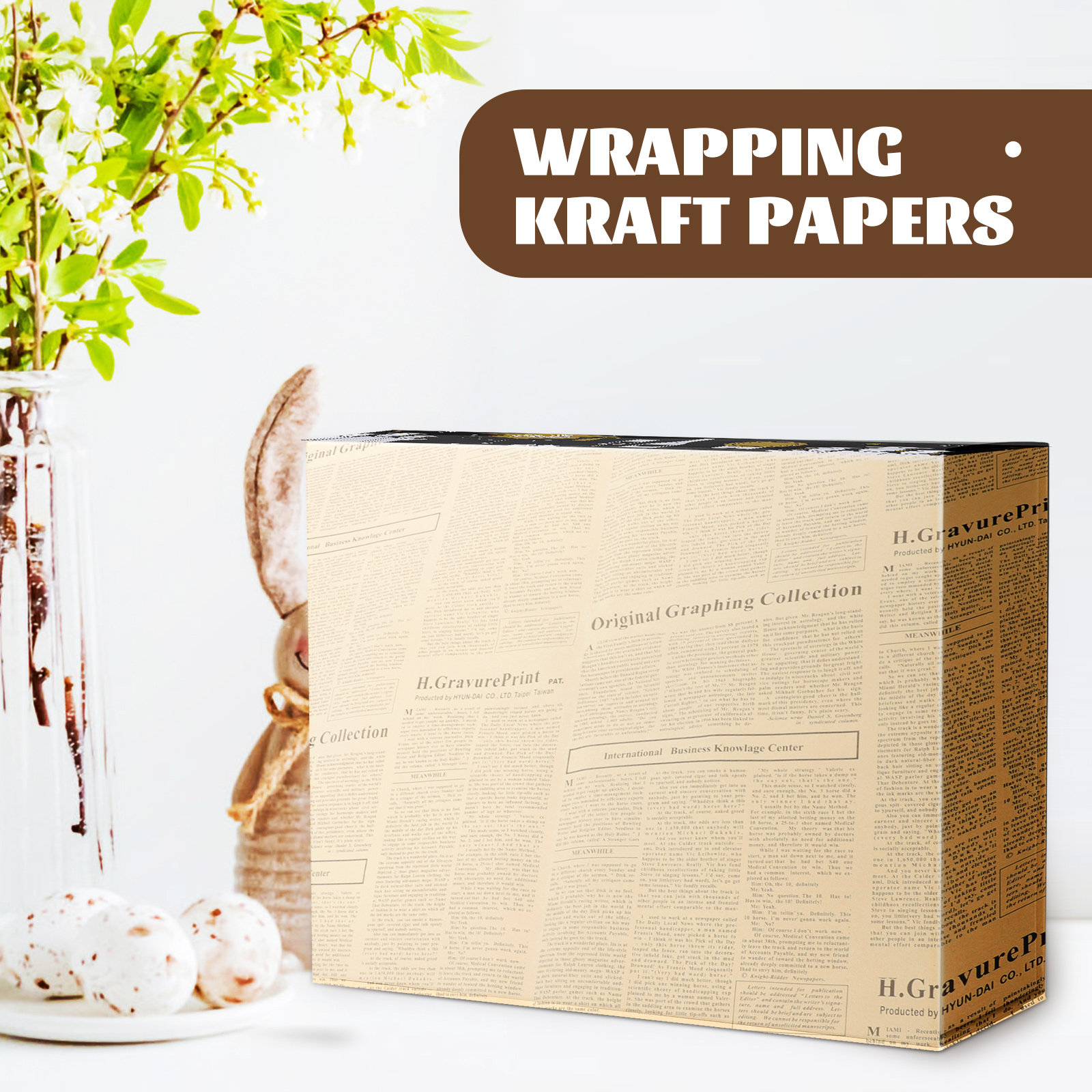 20Pcs Newspaper Pattern Kraft  - Flower Wrap Kraft recension och pris
