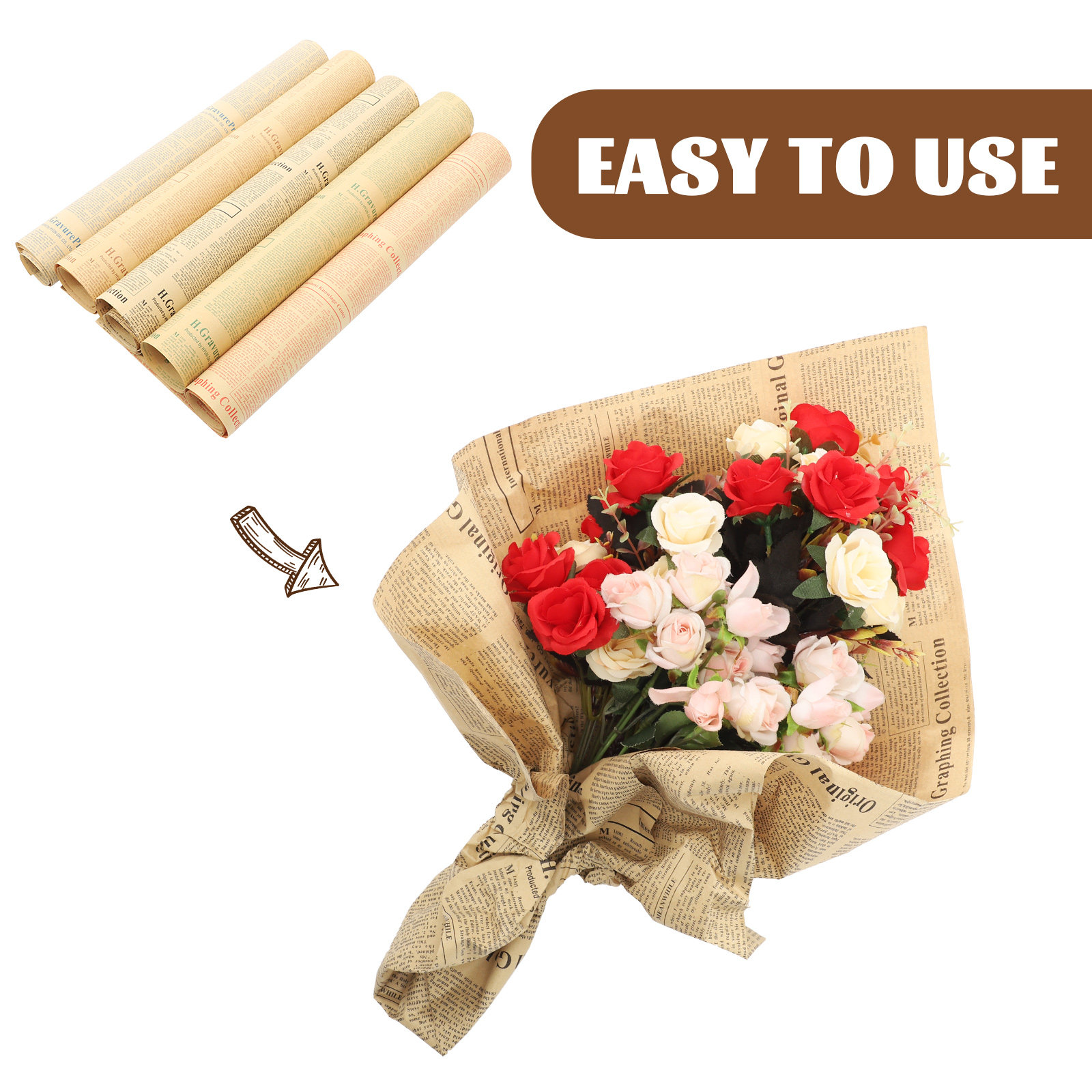 20Pcs Newspaper Wrapping Paper - Flower Wrap Kraft recension och pris
