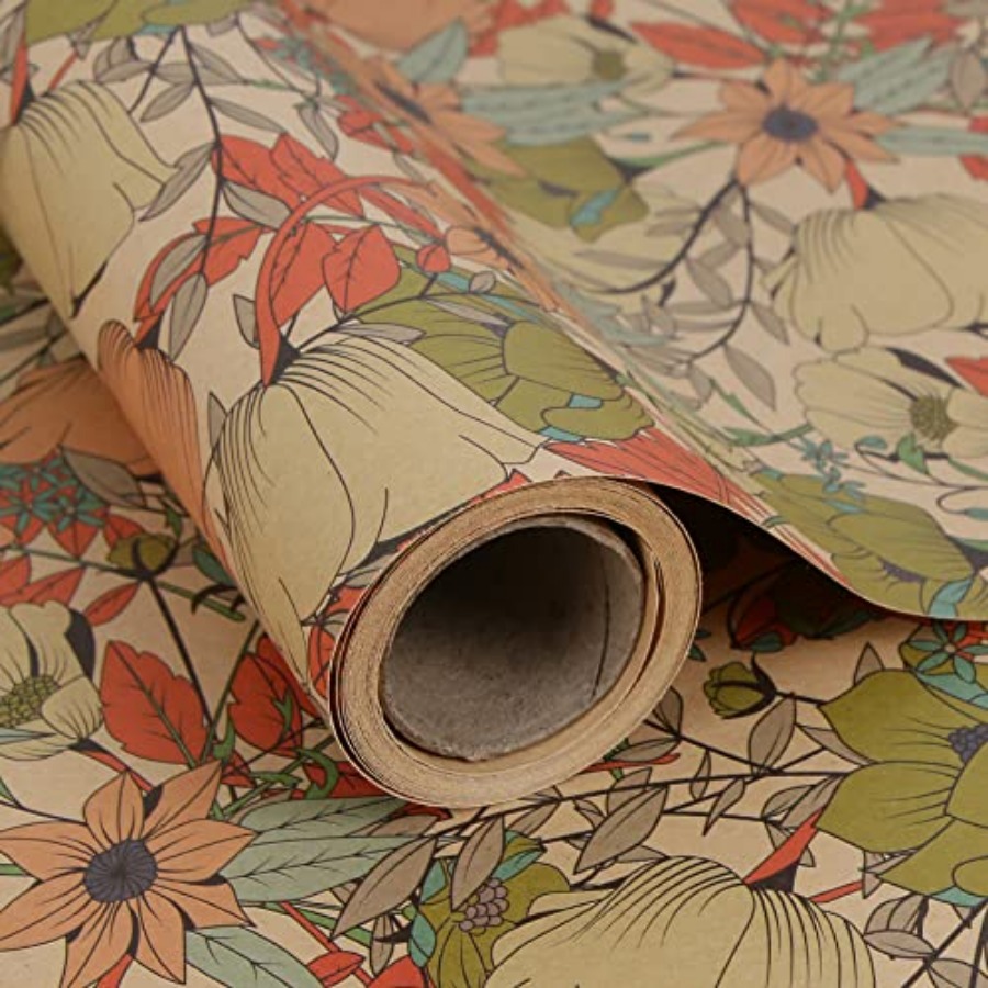 Kraft Floral Wrappg Paper Roll - Flower Wrap Kraft recension och pris