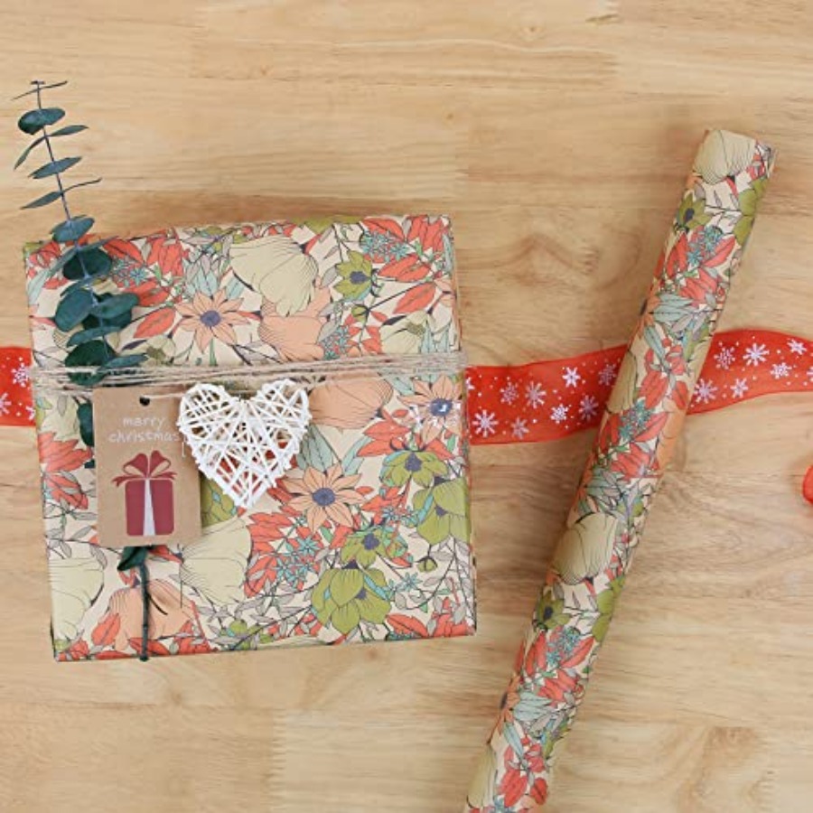 Kraft Floral Wrappg Paper Roll - Flower Wrap Kraft recension och pris