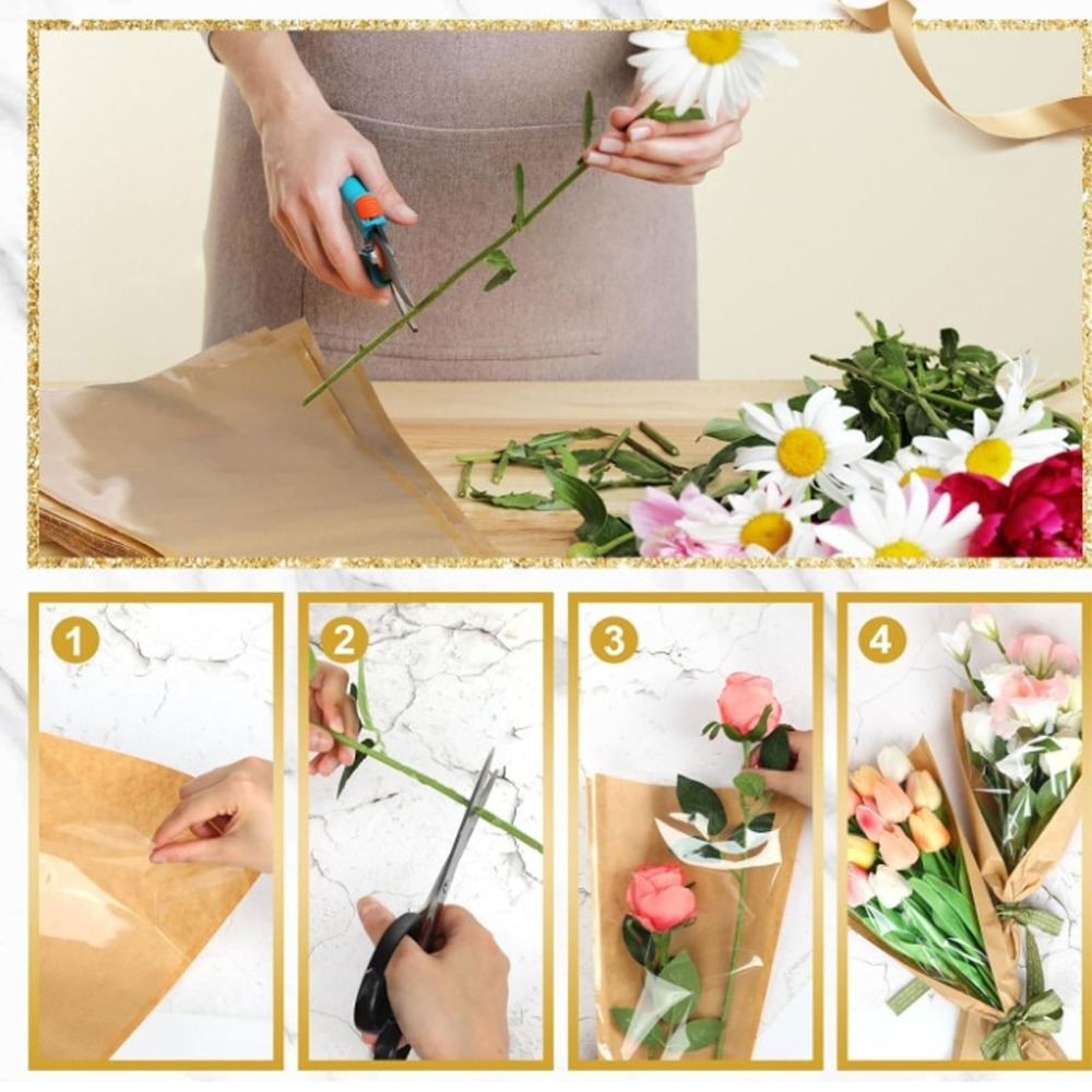 50Pcs DIY Craft Light coffee F - Flower Wrap Kraft recension och pris